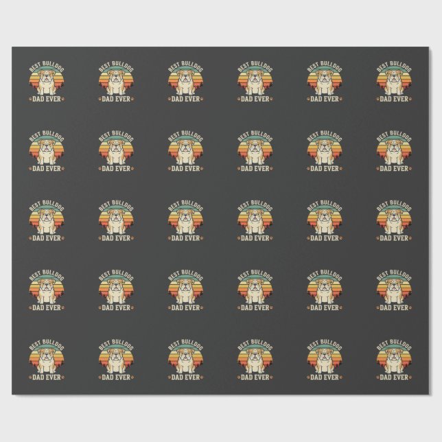 Bästa Bulldogpappa någonsin Retro Vector Presentpapper (Platt)