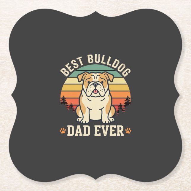 Bästa Bulldogpappa någonsin Retro Vector Underlägg Papper (Framsida)