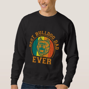 Bästa Bulldogpappa Någonsin Retro Vintage Fars Dag Lång Ärmad Tröja
