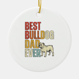 Bästa Bulldogpappa någonsin Vintage Gravering T-Sh Julgransprydnad Keramik