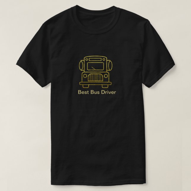 Bästa Buss-drivrutin Golden Buss-kontur T-Shirt (Design framsida)