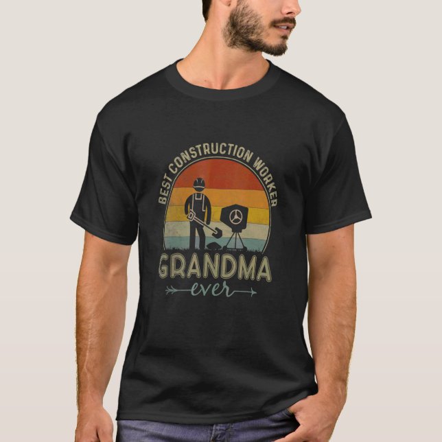 Bästa byggarbetare Grandma All Retro Coola M T Shirt (Framsida)
