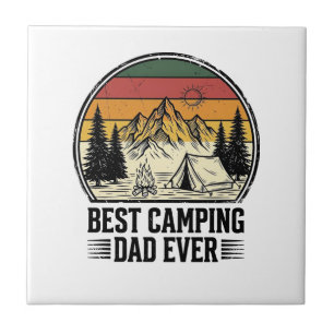Bästa campingpappa någonsin Vintage Outdoor Shirt Kakelplatta