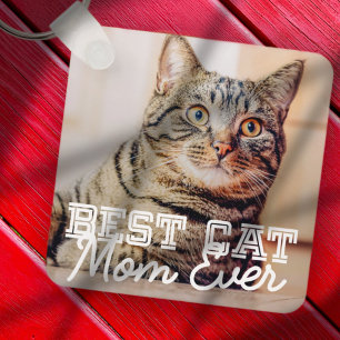 Bästa Cat Mamma någonsin Modern Anpassningsbar Pet Nyckelring