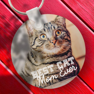Bästa Cat Mamma någonsin Modern Anpassningsbar Pet Nyckelring