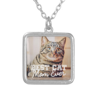 Bästa Cat Mamma någonsin Modern Anpassningsbar Pet Silverpläterat Halsband