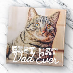 Bästa Cat Pappa någonsin Modern Anpassningsbar Pet Magnet<br><div class="desc">Den här enkla och klassiska designen består av serif-typografi och lägger till ett anpassningsbar-foto</div>
