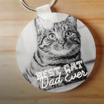 Bästa Cat Pappa någonsin Modern Anpassningsbar Pet Nyckelring<br><div class="desc">Den här enkla och klassiska designen består av serif-typografi och lägger till ett anpassningsbar-foto</div>