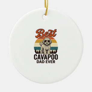 Bästa Cavapoo Pappa Någonsin Vintage Hund Tröja De Julgransprydnad Keramik
