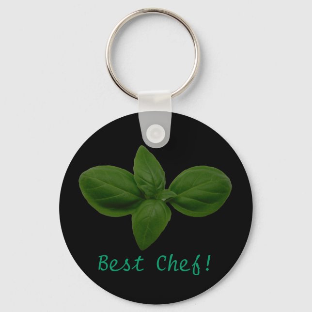 Bästa Chef! Basil Löv Keychain Nyckelring (Framsida)