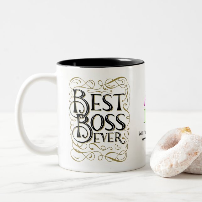 Bästa chef någonsin anpassad logotyp typografi mug Två-Tonad mugg (Med munk)