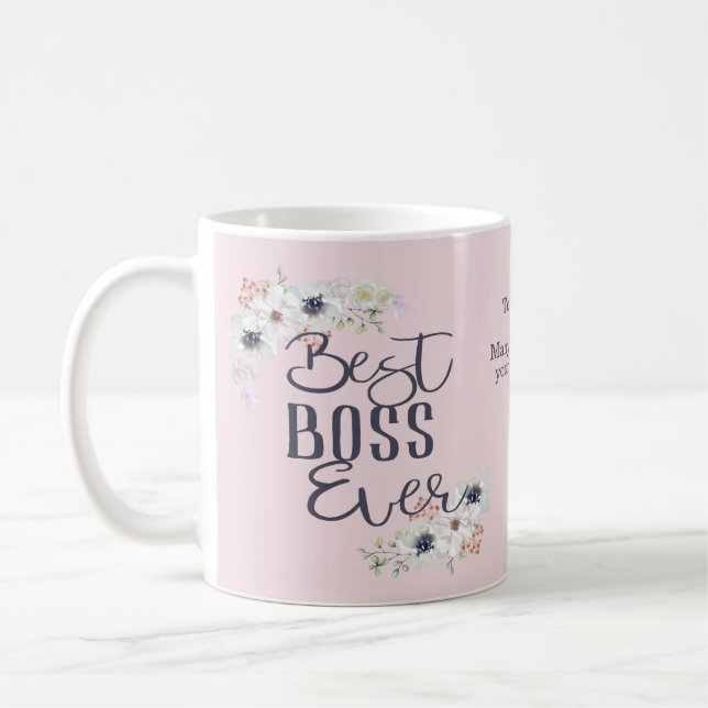 Bästa Chef någonsin-Blommigt-uppskattning Kaffemugg (Vänster)