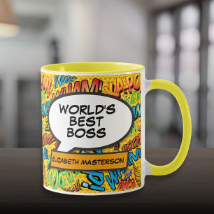 Bästa chef någonsin Rolig Retro Pop Art Serietidni Mugg