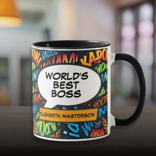 Bästa chef någonsin Rolig Retro Tecknad serie Popk Mugg