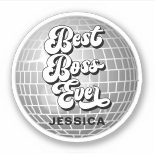 Bästa Chef någonsin Silver Disco Boll Retro AN Klistermärken