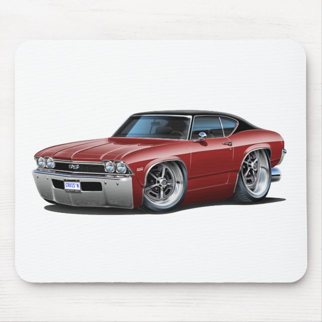 Bästa Chevelle Rödbrun-Svart 1968 Musmatta (Framsidan)