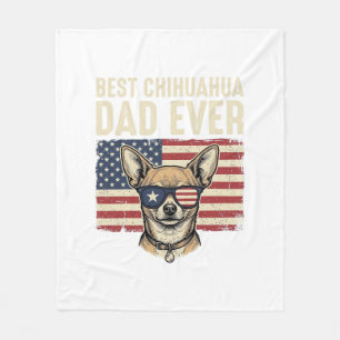 Bästa Chihuahua Pappa Någonsin Vintage Patriotisk  Fleecefilt
