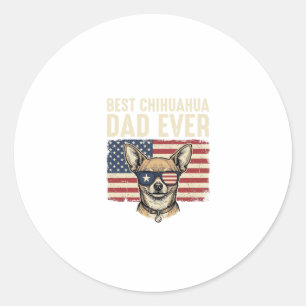 Bästa Chihuahua Pappa Någonsin Vintage Patriotisk  Runt Klistermärke