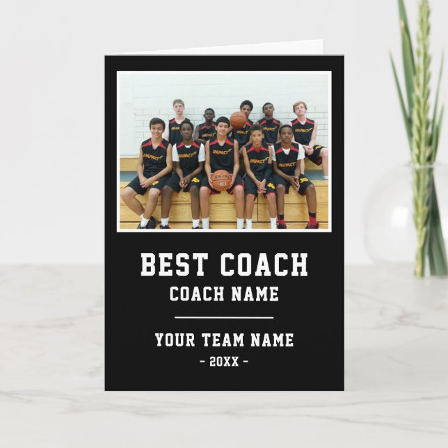 Bästa Coach Lag Namn Foto Tack Kort (Framsida)