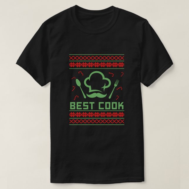 Bästa Cook Ugly God Jul Sweater Cooking Chef Gift T Shirt (Design framsida)
