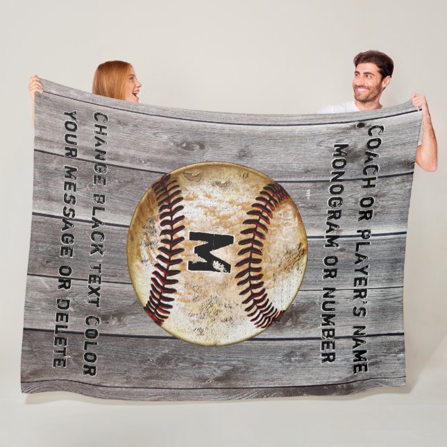 Bästa coola rustika personliga baseballtränargåvor fleecefilt (På plats)
