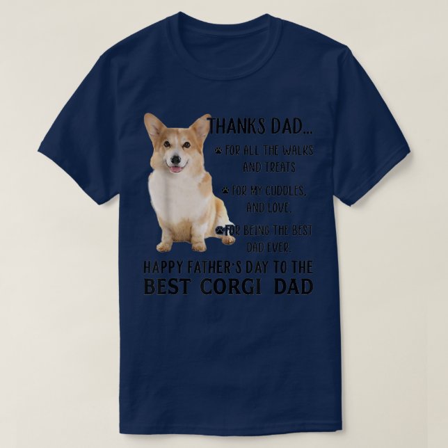 Bästa Corgi Hund Pappa Lycklig Fars dag T Shirt (Design framsida)