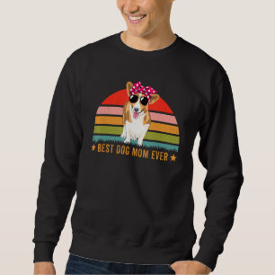 Bästa Corgi Mamma någonsin Hund Mamma Retro-Vintag Lång Ärmad Tröja