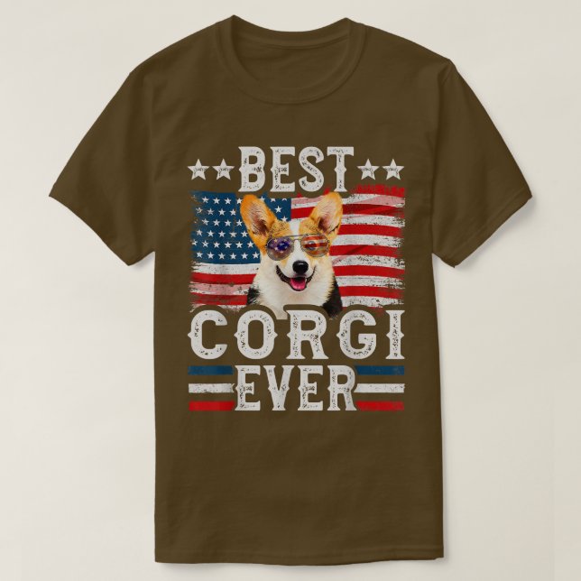 Bästa Corgi någonsin amerikansk Flagga 4 juli T Shirt (Design framsida)