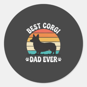 Bästa Corgi Pappa Någon Gång Retro Hund Runt Klistermärke