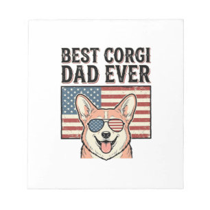 Bästa Corgi Pappa Någonsin Patriotisk Vintage Hund Anteckningsblock