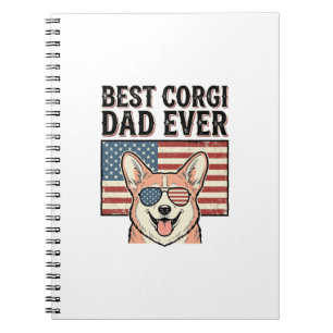 Bästa Corgi Pappa Någonsin Patriotisk Vintage Hund Anteckningsbok