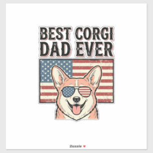 Bästa Corgi Pappa Någonsin Patriotisk Vintage Hund Klistermärken