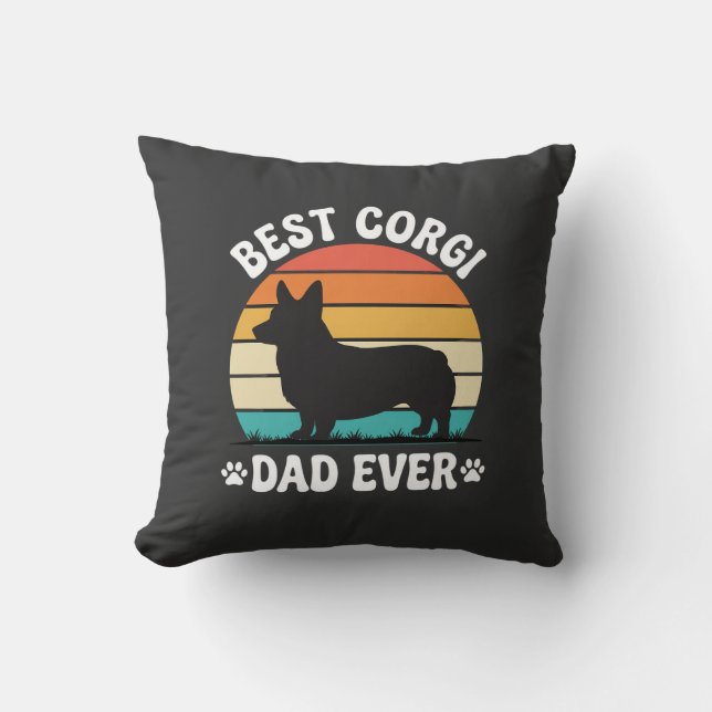Bästa Corgi Pappa Någonsin Retro Hund Kudde (Framsida)