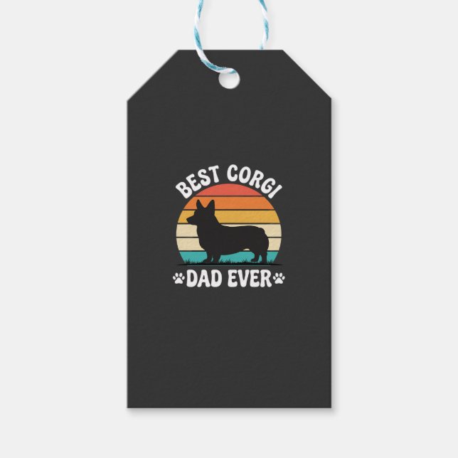 Bästa Corgi Pappa Någonsin Retro Hund Presentetikett (Framsidan)