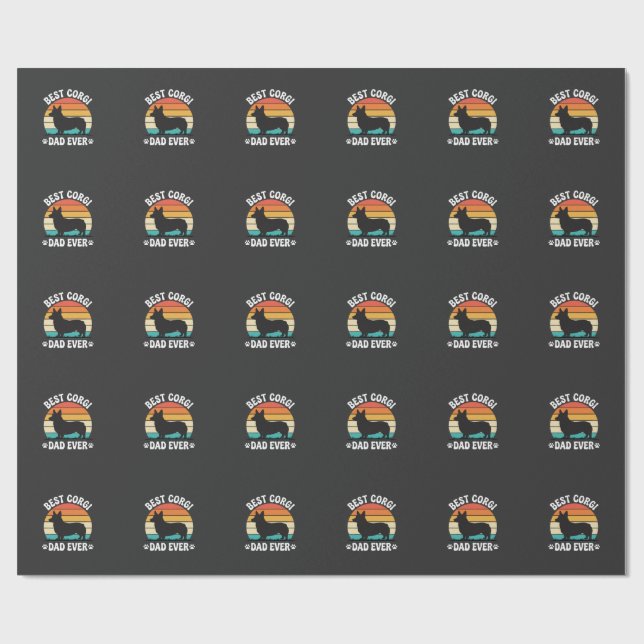 Bästa Corgi Pappa Någonsin Retro Hund Presentpapper (Platt)