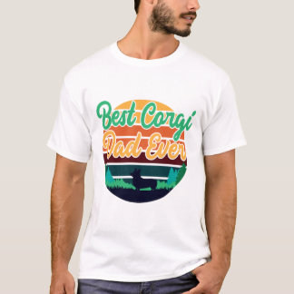 Bästa Corgi Pappa Någonsin Retro Vintage Fars Dags T Shirt