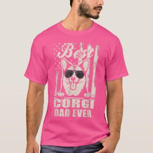 Bästa Corgi Pappa någonsin Vintage Retro Flagga Pa T Shirt