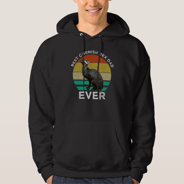 Bästa Cornish Rex Pappa Någonsin Hoodie (Framsida)