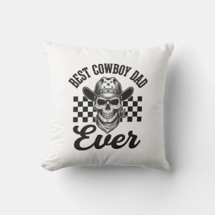 Bästa Cowboy Pappa Skalle Västra Tröja Design_1 Kudde