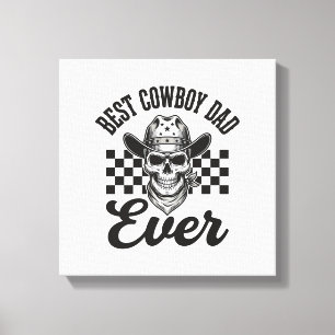 Bästa Cowboy Pappa Skalle Western Tröja Design_1 Canvastryck