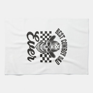 Bästa Cowboy Pappa Skalle Western Tröja Design_1 Kökshandduk