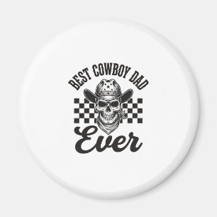 Bästa Cowboy Pappa Skalle Western Tröja Design_1 Magnet