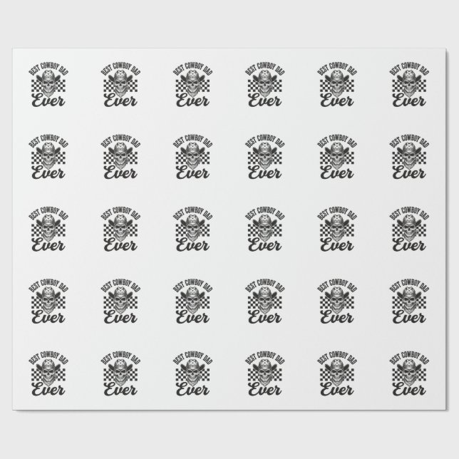 Bästa Cowboy Pappa Skalle Western Tröja Design_1 Presentpapper (Platt)