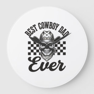 Bästa Cowboy Pappa Skalle Western Tröja Design_1 Stor Klocka