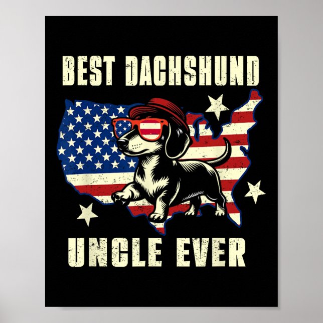 Bästa Dachshund Farbror Någonsin Amerikansk Flagga Poster (Framsidan)