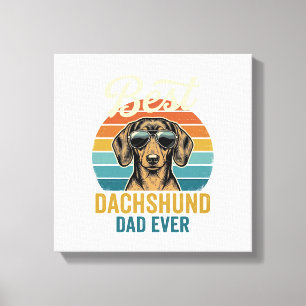 Bästa Dachshund Pappa Någonsin Vintage Hund Tröja Canvastryck