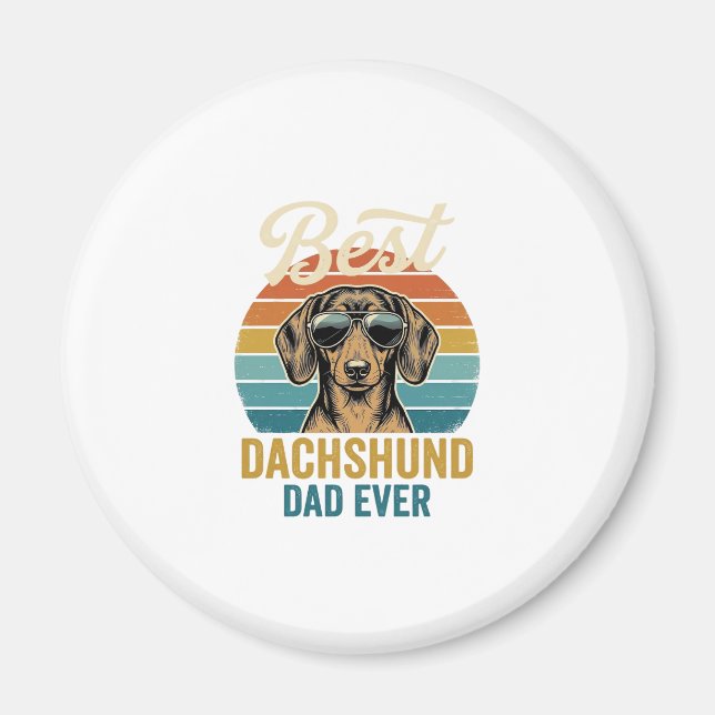 Bästa Dachshund Pappa Någonsin Vintage Hund Tröja  Magnet (Framsidan)