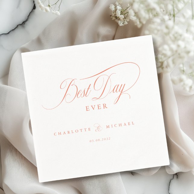 BÄSTA DAG NÅGONSIN! Elegant, Bröllop Pappersservett (BEST DAY EVER! Elegant, modern, minimal Wedding Napkins)
