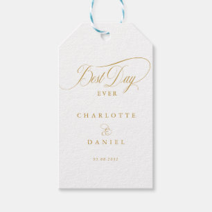 BÄSTA DAG NÅGONSIN! Elegant, Vita Bröllop Presentetikett