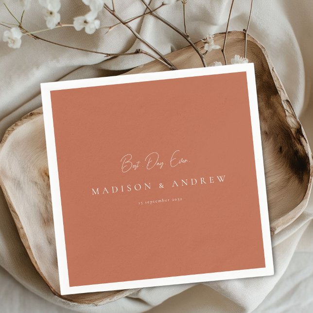 BÄSTA DAG NÅGONSIN! Modern Minimal  Orange-Brun Br Pappersservett (BEST DAY EVER! Modern Minimal Orange-BrownWedding Napkins)